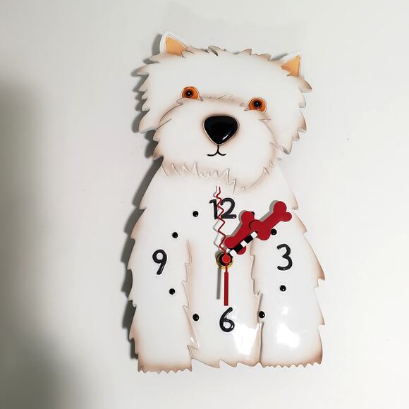 Westin the West Highland Terrier Dog Wall Clock Allen Designs Missing Pendulum - Picture 3 of 11